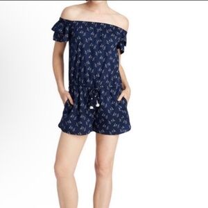 Vineyard Vines Navy Blue Romper with Sailboat Print